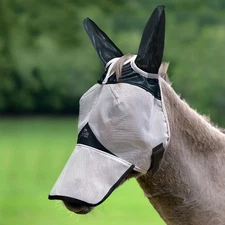 Mule Donkey Fly Mask Full Face Protection with Nose Cover Small Horse Red