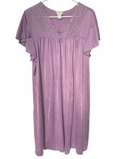 Vintage Shadowline Nightgown Size Large Lace VNeck Flutter Sleeve Sleep Intimate