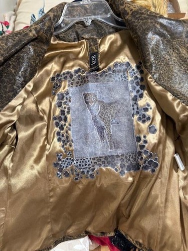 Tryst New York Genuine Leather Jacket Womens Medium Animal Print Leopard Cheetah - Picture 5 of 11