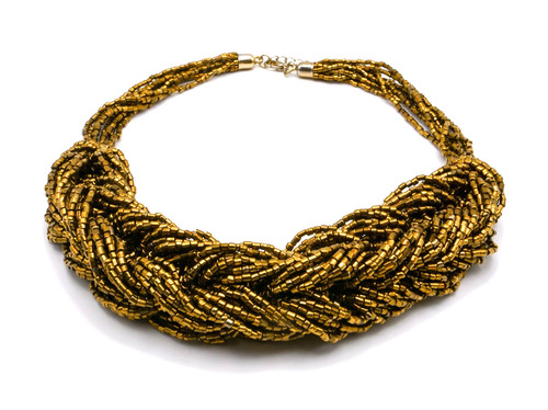 Braided Bronze Bead Choker