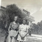 Vintage photograph Snapshot Happy Young Ladies Near Coca Cola Sign 1941 - A1