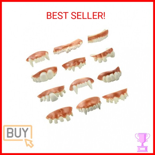 12 Pieces Gnarly Teeth Gag Teeth Ugly Fake Teeth Vampire Denture Teeth for Hallo
