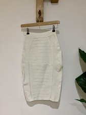House of CB London White Bandage Knit Stretch Wiggle Pencil Skirt Size XS 6 8