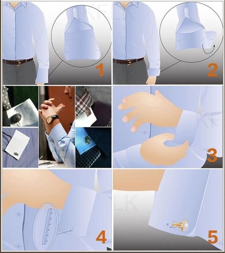 Para hombre Gemelos Oro Estrás Camisa Francesa Boda Fiesta Puño Eslabones Regalo - Imagen 6 de 6