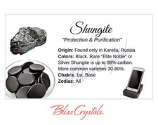 SHUNGITE Crystal Information Card, Double sided #HC34