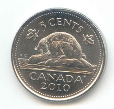 Canada 2010 UNC Canadian Nickel 5c Five Cent Piece 5 Cents Beaver EXACT COIN