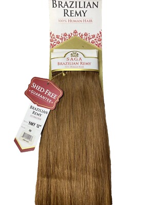 Saga Brazilian Remy Yaki 12  Color 30 Light Brown 100% Human Hair for Weaving