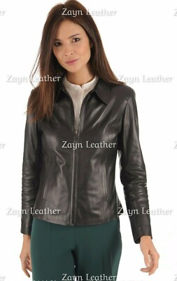 NEW Ladies & Women's Genuine Lambskin Leather Jacket Slim Fit - View #7