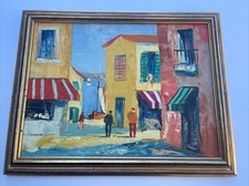 MID CENTURY IMPRESSIONIST PAINTING ARCHITECTURE CITY STREET SCENE SIGNED CORINI
