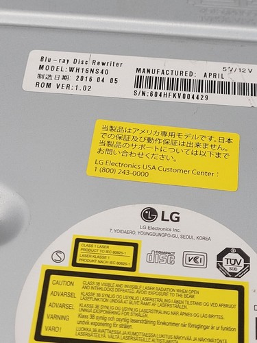 LG 16X BLU-RAY/DVD/CD SATA INTERNAL REWRITER DRIVE M-DISC BLACK WH16NS40 - Photo 6/10