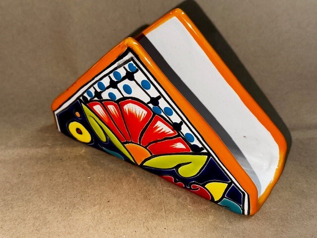 N1 Talavera NAPKIN HOLDER Hand Made Mexico POTTERY art MX DECOR ceramic sea