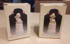 Vintage Enesco Precious Moments Porcelain Thimbles 1980s Lot 1984 Grandma Mother