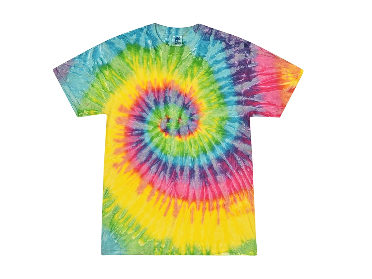 Tie Dye T-Shirts Light Rainbow Adult &amp; 100% Pre-Shrunk Cotton Colortone | eBay