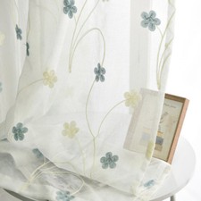 Pastoral Fresh Sheer Curtains Embroidery Tulle Home Valances White Drape 1 Panel