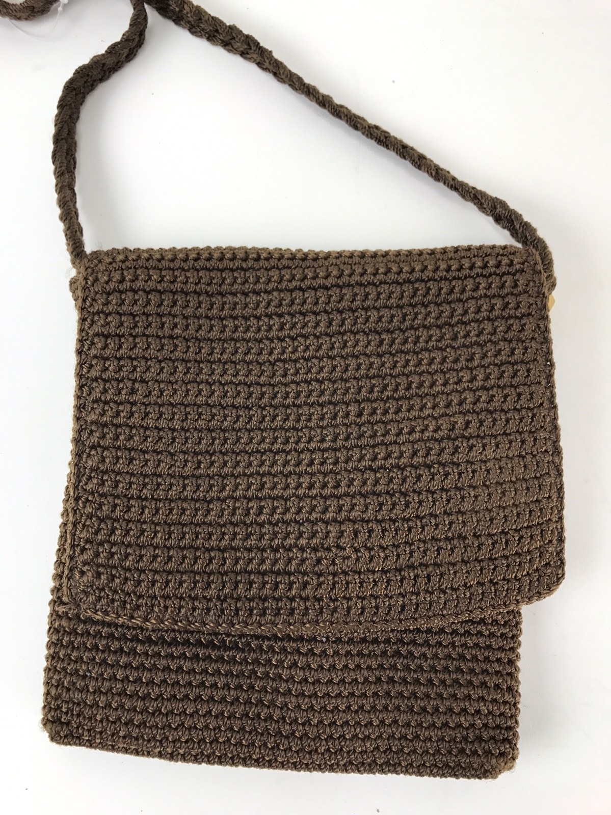 THE SAK Brown CROCHET CROSSBODY BAG HANDBAG Fast Free… Gem