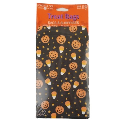 VTG Halloween Paper Treat Bags Candy Corn Pumpkins Stars Black Orange Set 18 NOS