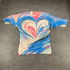 Italy Moda Shirt Womens Multicolor Knit Abstract Top Short Sleeve Acrylic Blend