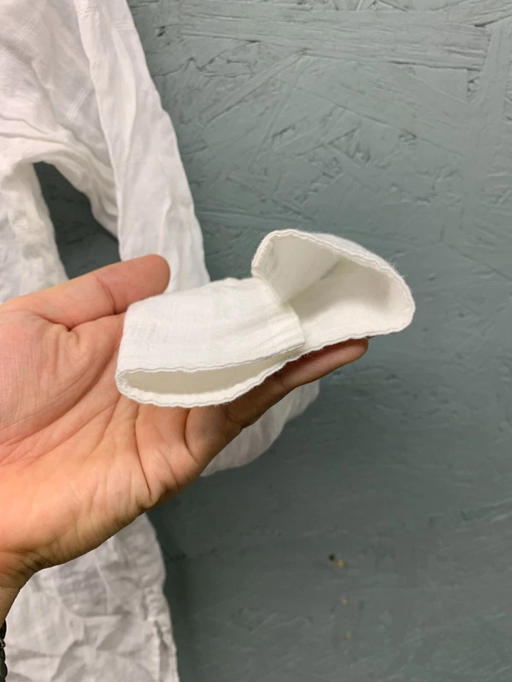 Blusa Vince Para Mujer XS Blanca Transparente Manga Larga Cuello Banda Tela Mixta Top Foto 4 de 4