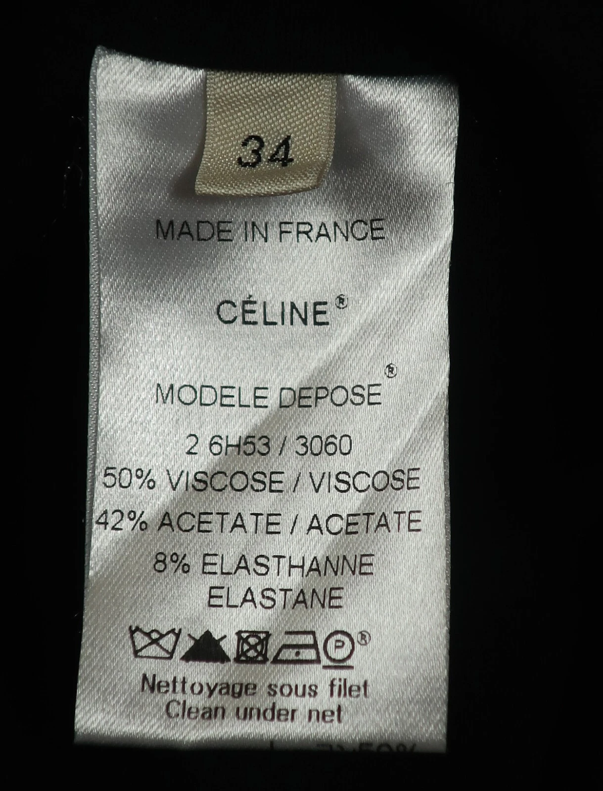 Mini abito CELINE Modele Depose nero viscosa con cerniera XS piccolo 34 taglia 0 2 4