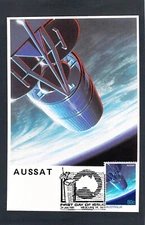 X3130 Australia AUSSAT 1986 AMC276 Communication Satellite postcard