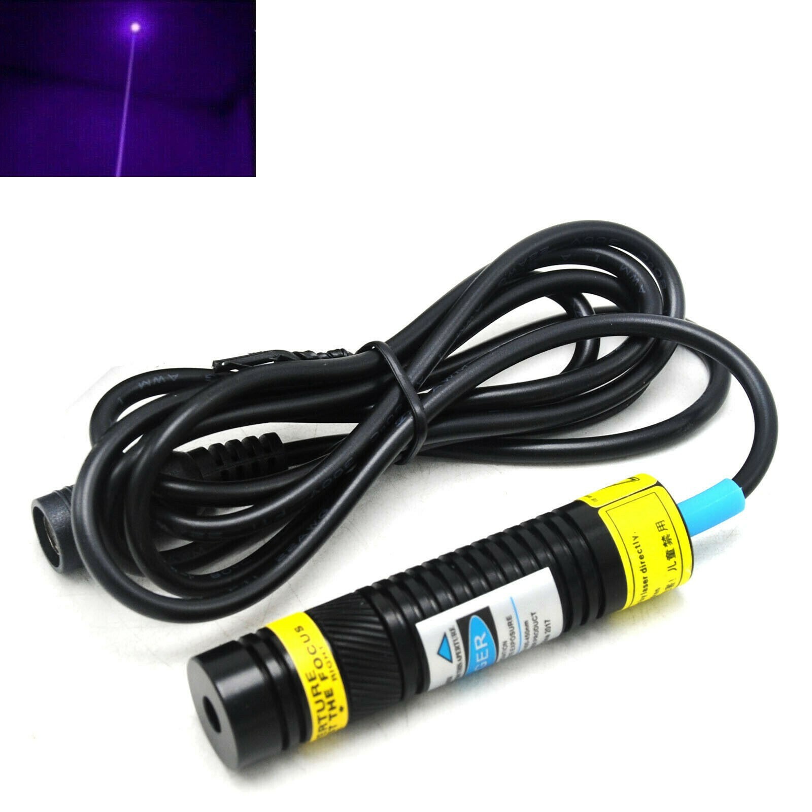 Violet/Blue Dot 405nm 100mw Focusable Laser Diode Module 16x68mm 5V