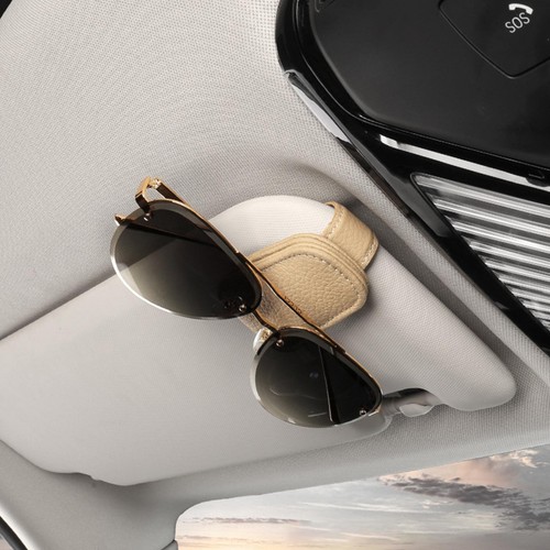 Car Leather Sunglasses Clip Sun Visor Mount Fastener Ticket Glasses Holder - Picture 8 of 22