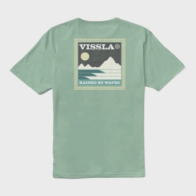 VISSLA - Herren Big Sky Organic T-Shirt - Jade - Freizeit Kurzarm Tee