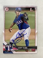 LEURY TEJADA TEXAS RANGERS SIGNED 2018 BOWMAN DRAFT #BD174 AUTO!