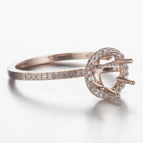14k Rose Gold Diamond Engagement&wedding Semi Mount Ring Setting Round 5.5mm - Picture 4 of 5