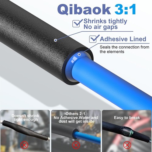 Rotolo tubi termoretraibili 31 adesivi foderati grado marino 1/4" x 50FT nero - Foto 4 di 7