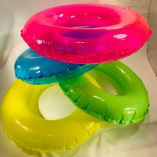 Swim Ring Water Float Pool 17" Kids Floatie Ring Pink Blue Green Yellow