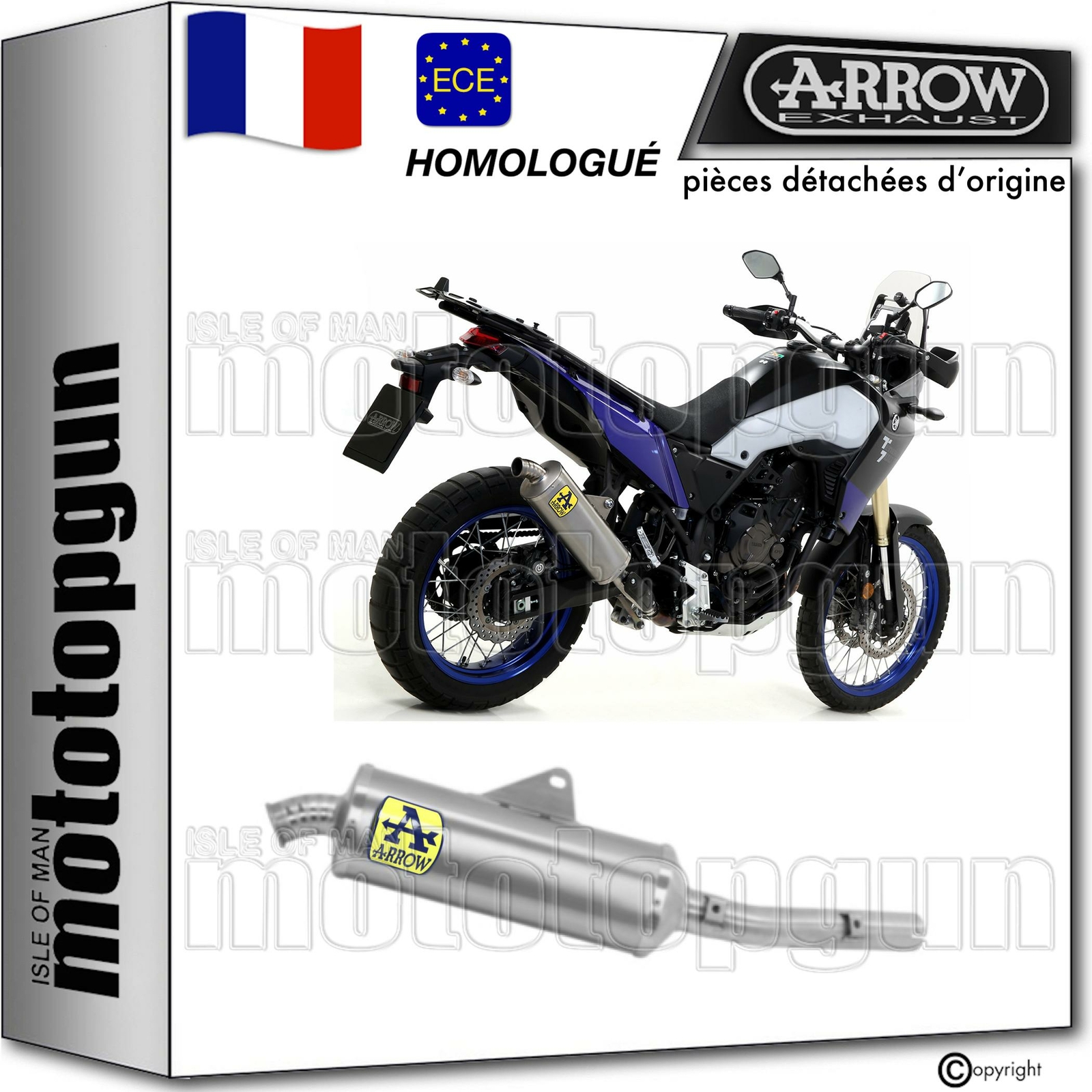 Silencieux Arrow Indy Race en aluminium magnésium pour moto Yamaha Ténéré 700