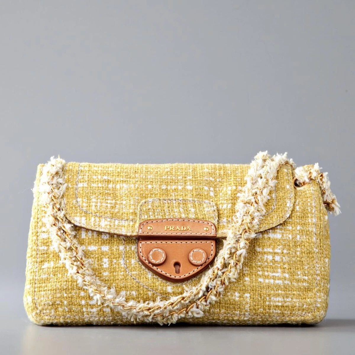 Prada Tela Tweed Chain Strap Shoulder Bag