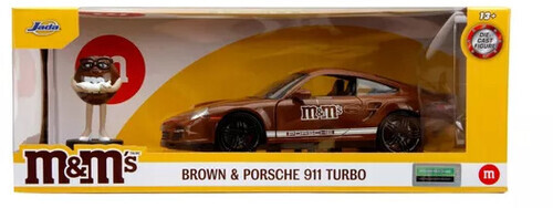 JADA TOYS 1/24 - PORSCHE 911 TURBO WITH M&M'S BROWN FIGURE