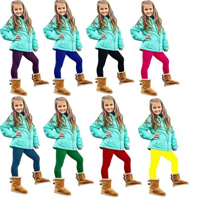 Mädchen Leggings Uni Basic Kinder Teen dehnbar volle Länge 2-13 Jahre