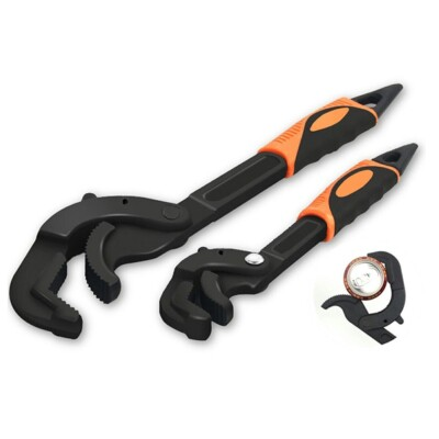 #ad 2pcs Multi function Magic Wrench Self Adjusting Spanner Power Grip Pipe Wrench $21.59