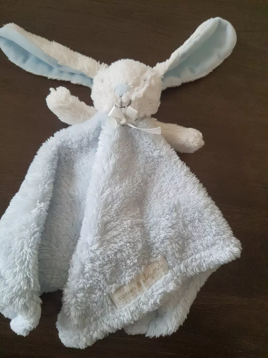 Blankets Beyond Bunny Rabbit Lovey Security Blanket Blue White Rabbit 15x15