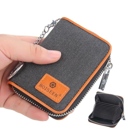ソフト RFID Protected Premium Vintage Leather Bifold Hipster Credit Card