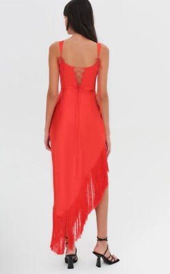 knee length dresses for ladies Noir Fringe Knit Midi Dress  Wiwor