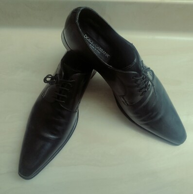 DOLCE＆GABBANA Pointed toe leather shoes DOLCE GABBANA MEN BLACK DRESS POINTED- TOE SHOES US 10 | eBay