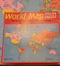 Golden Vintage Puzzle World Map 300 Lg Thick Pieces 1984 Complete