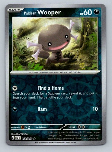 Pokemon Paldean Wooper SV: Paldean Fates 058/091 Near Mint NM Reverse Holo - Picture 1 of 2
