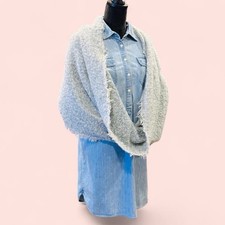 Boho Preppy Lagenlook Blue Denim Chambray Chaps Shirt Dress Scarf Bundle Lot SM