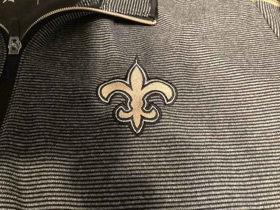 NFL New Orleans Saints Pullover Negro 1/4 Cremallera Antigua Para Hombres Talla XXL Foto 2 de 4