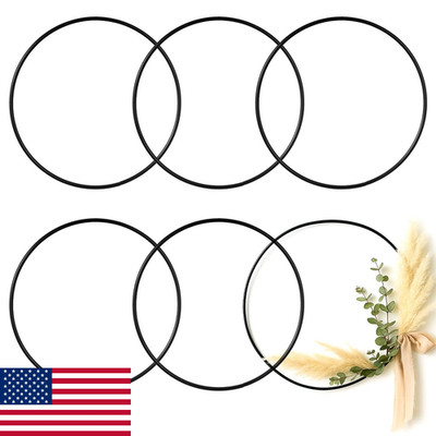 6-Pack 24'' Black Metal Floral Hoops Rings for Macrame, DIY Wreaths, Crafts