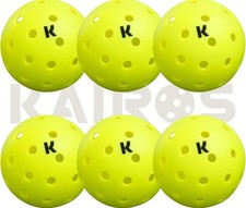 KAIROS 6-Pcs USAPA Approved Pickle Ball 40 Holes, Yellow