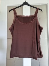 Ladies Brown Lace Trim Vest Top/camisole Size 22-24