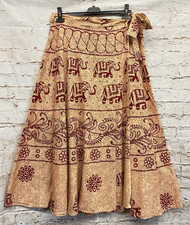 Maxi Wickelrock lang Rock Lagenlook Free Size Einheitsgrösse Baumwolle Neu rot 2