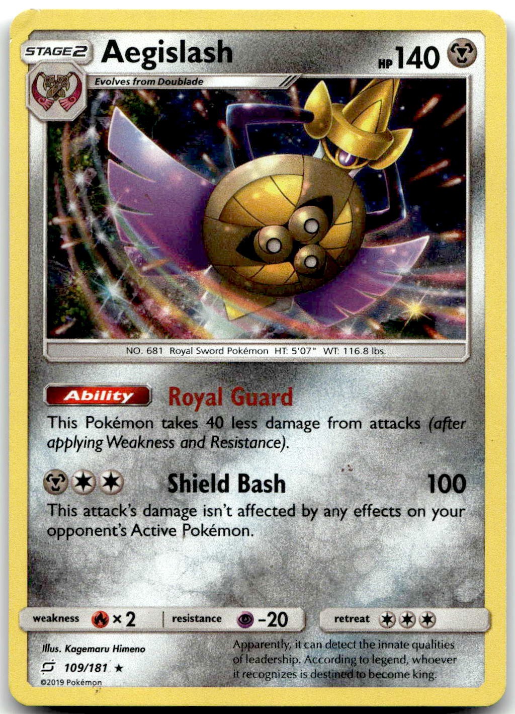 Pokemon Aegislash Team Up SM9 #109/181 Holo Rare Holo LP
