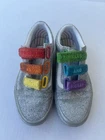 Vans Old Skool V Flour Shop Silver Rainbow Glitter Shoes 721278 Women Sz 7.5 M 6